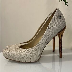 Carmin Luxury Python-Embossed Heels | Brazilian Designer | 12cm | Like New
